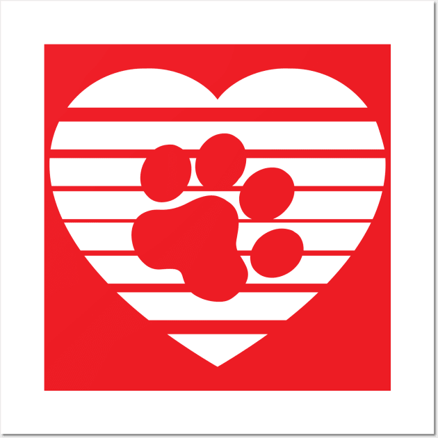 Cat Paw Heart Valentine - White Wall Art by skauff